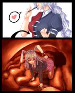 giantess vore size_difference touhou stomach reisen_udongein_inaba bunny_girl eirin_yagokoro internal_view utopia