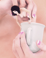 nude hand shrunken_woman cup fierce-invalid between_fingers manicure seth digital_render