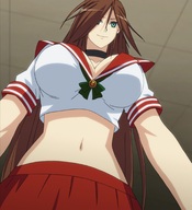 breasts drawing giantess color clothed low_angle looking_down screenshot point_of_view