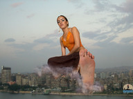 giantess collage destruction shadester dirty_soles earrings looking_at_viewer