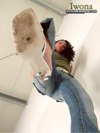 clothed high_heels jeans low_angle looking_down looking_up photograph foot_pov point_of_view from_below looking_at_viewer imminent_crush looking_at_tiny