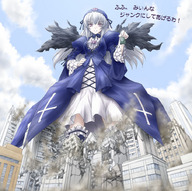 drawing giantess mega destruction clothed anime military tank rozen_maiden suigintou eichikei