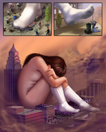 drawing giantess crush nude anthro city mega comic color long_hair destruction soles brunette socks sitting foot_crush wolf_boy under_foot socks_crush dirty_socks vehicle_crush imminent_crush sulking tube_socks liberty_one_building kuroseishin