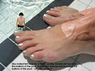 giantess collage feet shrunken_men pool captions
