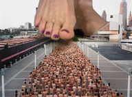 collage barefoot shrunken_people pedicure tolik raised_foot giantess_toes crowded imminent_crush shipping_pier