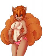 breasts drawing pokemon panties furry color shrunken_man between_fingers vulpix panty_entrapment no_background