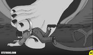 drawing feet monochrome shrunken_men entrapment between_toes toe_ring