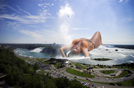 giantess collage city mega blonde swimsuit wet waterfall wonderslug lying_down people vehicles jennifer_ellison