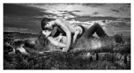 giantess collage monochrome destruction giant couple kissing town