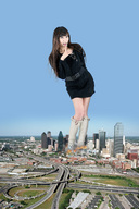 collage city mega destruction clothed asian boots unknown_artist fire skyscraper freeways