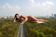 city mega swimsuit breast_crush park streets vehicles