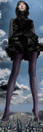 collage city mega destruction clothed stockings asian standing clouds sky stocking_feet