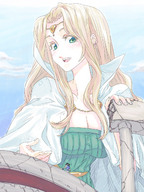 drawing gentle giantess blonde color princess green_eyes shrunken_men hand robe ruins arukari