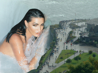 giantess collage waterfall shrunken_people looking_at_viewer luisa_corna niagara_falls