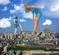 collage city blonde destruction clothed barefoot buildings helicopter brunette multiple_sizes wonderslug foot_crush fire giantesses smoke adrianna_daniels raised_foot debris