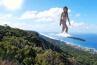 giantess collage beach ocean helicopter smiling wonderslug looking_down trees countryside high_res wading looking_at_helicopter distant structures