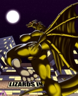 breasts drawing nude pussy dragoness wings buildings moon walking downtown point_of_view stars queen_ghidorah extra_heads