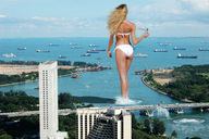 giantess collage mega blonde butt swimsuit ocean buildings wonderslug ships harbor behind_view candice_swanepoel holding_helicopter