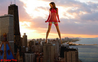 giantess collage city low_angle skyscrapers castor_troy sunset waterfront