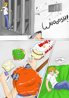 drawing vore comic color shrunken_men entrapment cat_girl sandwich spying in_sandwich