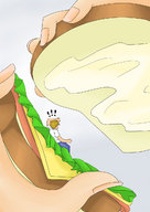 drawing vore comic color shrunken_men entrapment cat_girl sandwich spying in_sandwich
