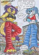 drawing giantess furry color anime blood paws shrunken_men cerberus giantesses