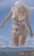 breasts giantess collage mega blonde destruction ocean wet island mikeyboy cruise_ship wading tsunami see_through_clothing