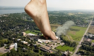collage destruction barefoot buildings soles trees giantess_feet xcalibur under_toes rural_area