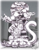 furry tail large_breasts paws arguswolfe pencil_drawing point_of_view werecat
