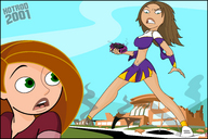 breasts drawing giantess mega color destruction handheld rampage skirt angry brunette scared cheerleader school kim_possible uniform cartoon hand_crush dark_skin disney top ripped_clothing ron_stoppable hotrod2001 bonnie_rockwaller