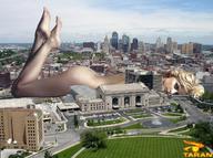 giantess collage city blonde barefoot lying_down looking_at_viewer taran eva_padberg