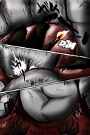 breasts drawing giantess vore blonde comic color destruction blue_eyes cleavage military point_of_view stomach_view digestive_juices first_person_shooter