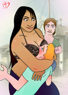 breasts drawing gentle crush color clothed amazon shrunken_man smothering bd