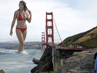 bikini giantess collage bridge cleavage wet wonderslug vehicles ships golden_gate_bridge wading naomi_millbank_smith capsized_ship