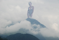 giantess collage blonde cleavage wonderslug muscles mountains clouds looking_at_viewer leopard_dress athlete jamie_eason