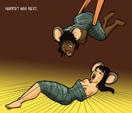 drawing nude vore size_difference color story shrunken_woman cat_girl chopsticks sushi mouse_girl