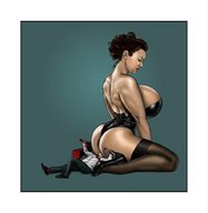 drawing size_difference color high_heels huge_breasts domination shrunken_men amazon entrapment pinned facesitting biggals