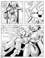 growth nude comic monochrome multiple_giantesses indoors