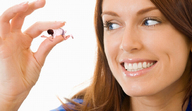 collage brunette smiling shrunken_men finger_held looking_at_tiny