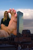 giantess collage feet city blonde toes barefoot unknown_artist sitting skyscraper sky pedicure
