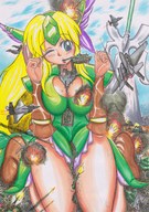drawing giantess city color tongue destruction licking cleavage saliva military tank sitting jets missiles winking crushed_tanks crushed_jet