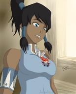 drawing color clothed avatar korra jora-bora between_breasts
