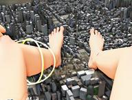 giantess feet wings city barefoot rampage touhou utsuho_reiuji okuu mofukitune