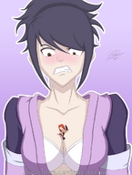 drawing color cleavage shrunken_character jora-bora between_breasts