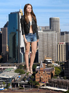 giantess collage city clothed high_heels brunette legs shorts skyscraper vehicles emma_watson docop