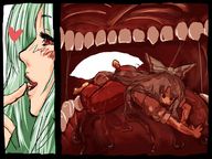 giantess vore blushing size_difference tongue touhou open_mouth inside_view fujiwara_no_mokou utopia youkai keine_kamishirasawa hakutaku