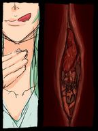 giantess vore blushing size_difference tongue touhou open_mouth inside_view fujiwara_no_mokou utopia youkai keine_kamishirasawa hakutaku
