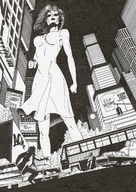 drawing giantess city mega monochrome long_hair destruction handheld anime scared marcos_snowbell shrunken_people pen_paper cruel vehicles