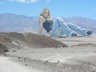 giantess collage blonde clothed desert wonderslug sitting looking_at_viewer nikki_sims rv