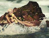collage blonde waves rock looking_at_viewer retro_cars